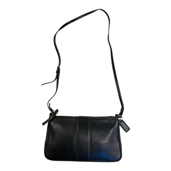 Coach  7578 BLACK LEATHER ADJUSTABLE STRAP ZIP TOP LINED CROSSBODY B - Picture 1 of 8
